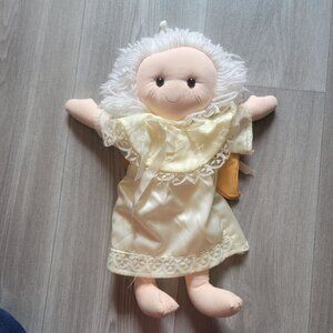 Hallmark 1984 Vintage Plush Angel Doll With White Hair & Lace Dress